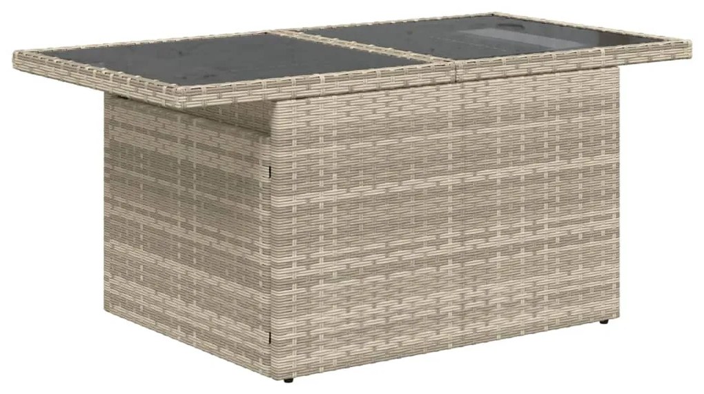 Set divano giardino 10 pz con cuscini grigio chiaro polyrattan