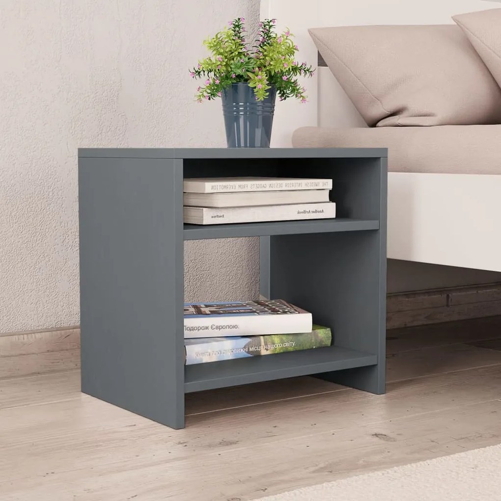 Comodini 2 pz grigio 40x30x40 cm in truciolato