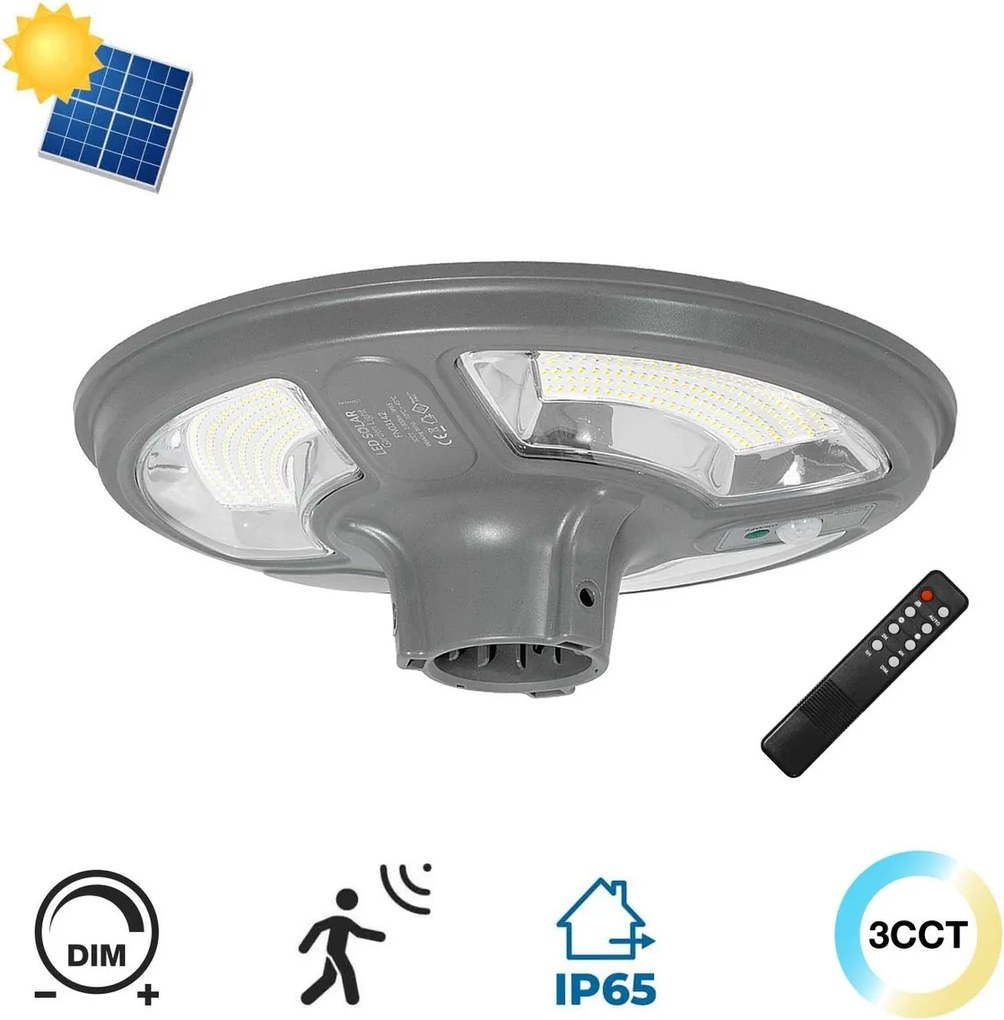 Lampione LED Solare da Giardino 2000 lumen IP65 CCT Bianco Variabile Colore Bianco Variabile CCT