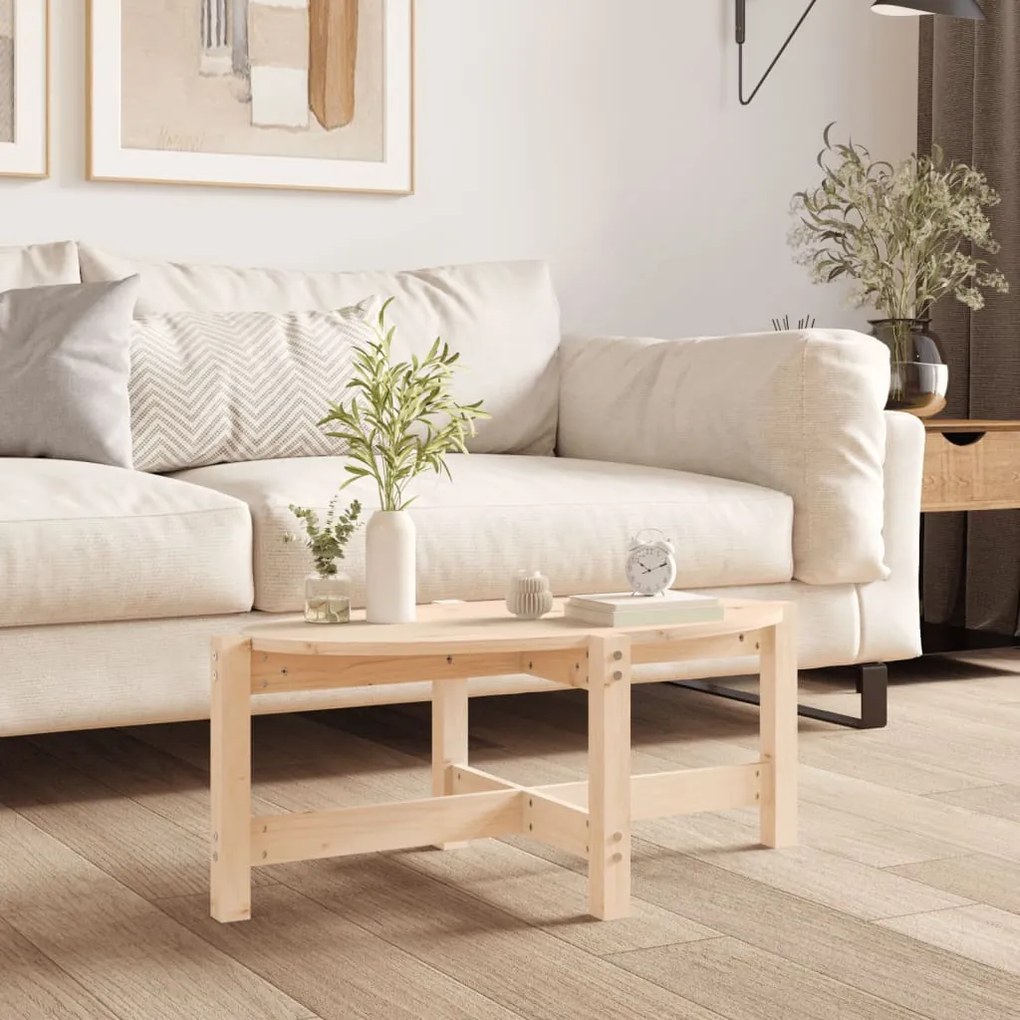 Tavolino Da Salotto 87x48x35 Cm İn Legno Massello Di Pino /