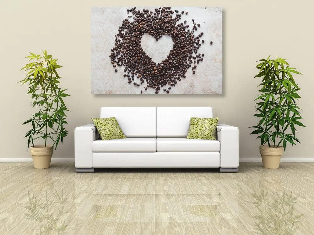 Quadro su tela – Cuore di chicchi di caffè