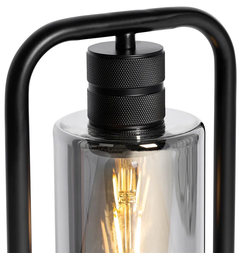 Lampada da tavolo moderna nera con vetro fumé - Stavelot