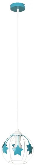 Lampadario a sospensione per bambini STARS 1xE27/15W/230V turchese/bianco