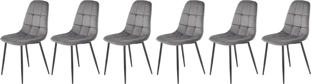 Set di 6 sedie K417 in velluto grigio