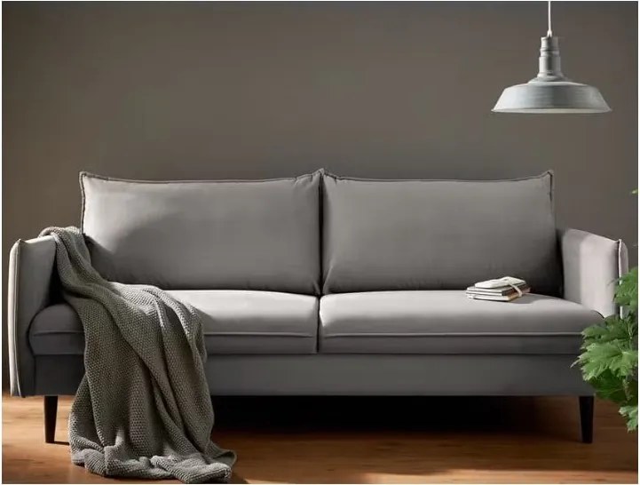 Divano grigio con rivestimento in velluto 203 cm Juli – Ropez