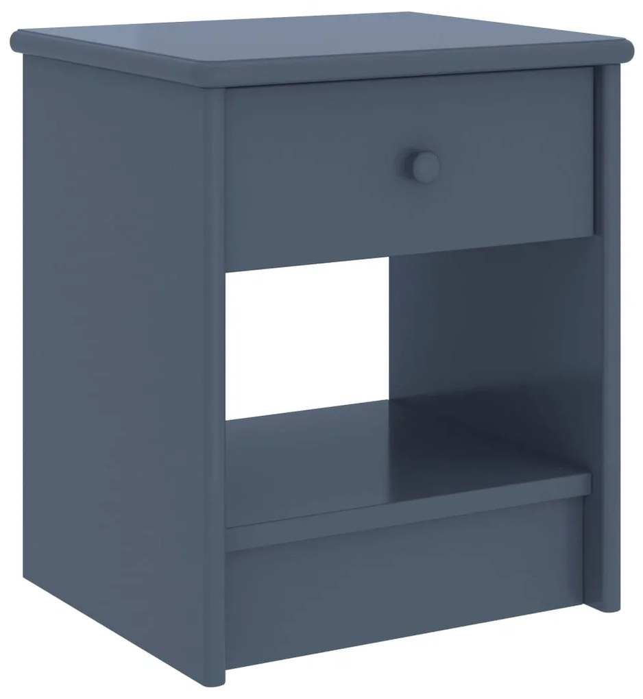 Comodino Grigio Chiaro 35x30x40 Cm İn Legno Massello Di Pino /