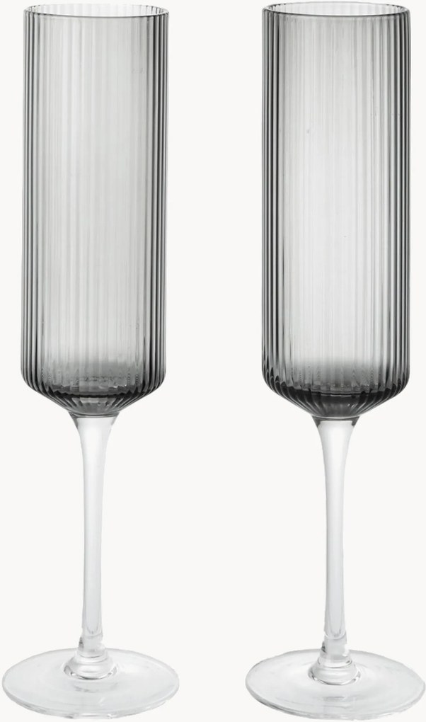Set di 2 flute da champagne in vetro soffiato Ripple