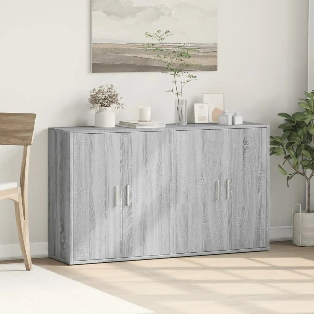 Credenze 2 pz grigio sonoma 60x31x70 cm in legno multistrato