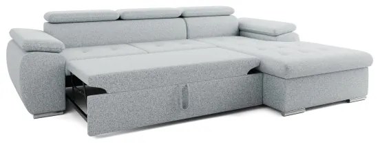 Divano angolare letto a L con vano contenitore PADUA grigio angolo destro