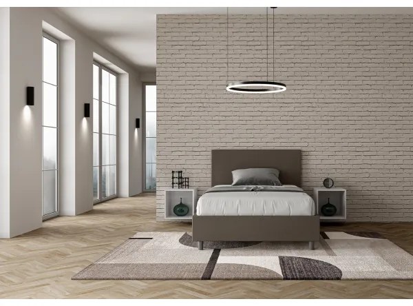 Letto contenitore imbottito 120x190 similpelle cappuccino Adele