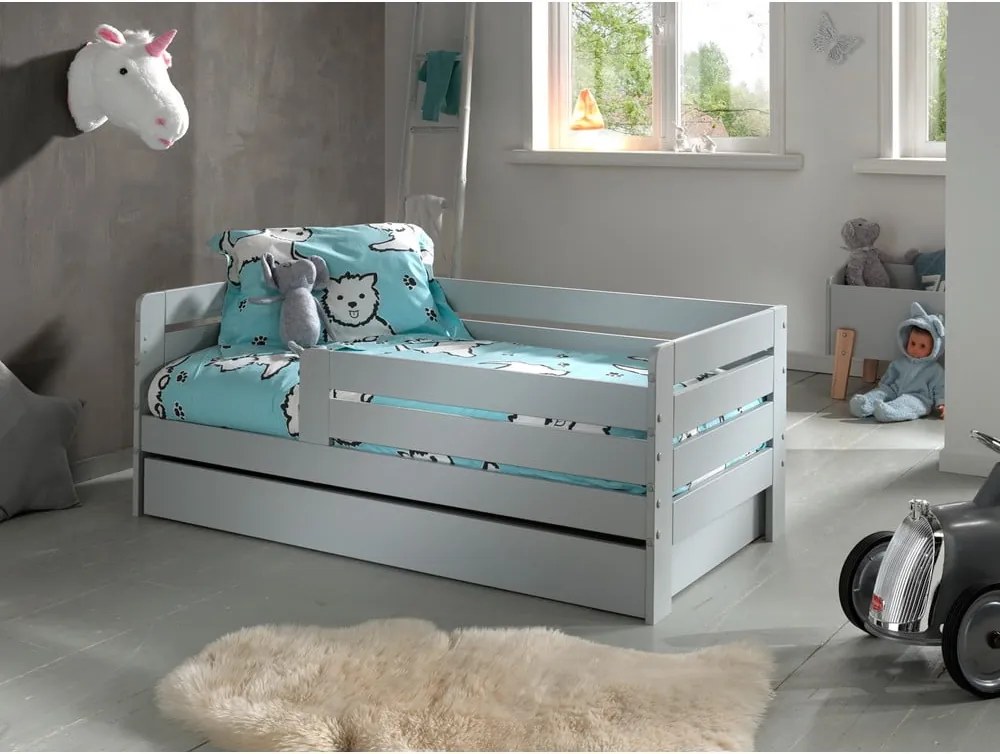 Cassetto grigio sotto il letto dei bambini 70x140 cm Peuter - Vipack