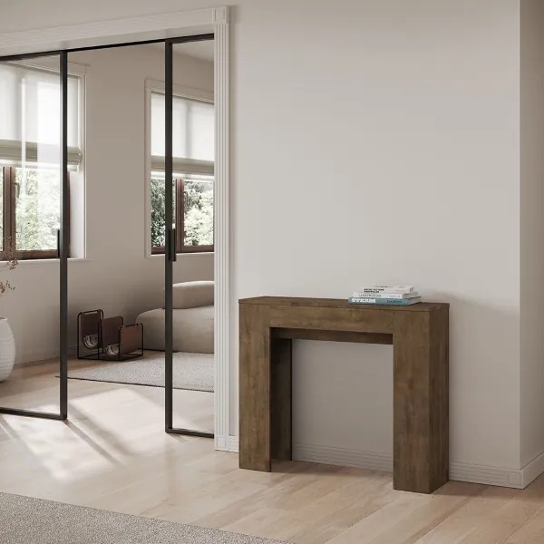 Consolle allungabile slim 8 posti in nobilitato Noce - SLICK