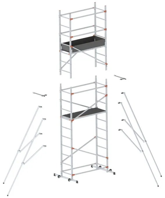 Trabattello GIERRE Fast&Lock 400+600 in alluminio portata max 150 kg dimensioni 3,08x1,70x1,20 m altezza di lavoro 5.8 m