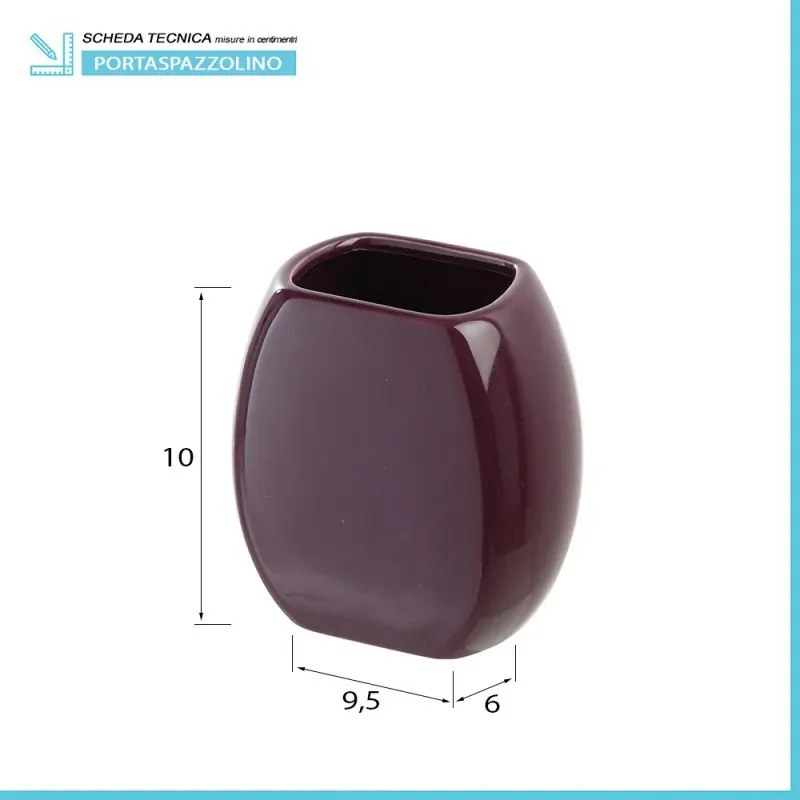 Set 3 accessori bagno da appoggio in ceramica viola