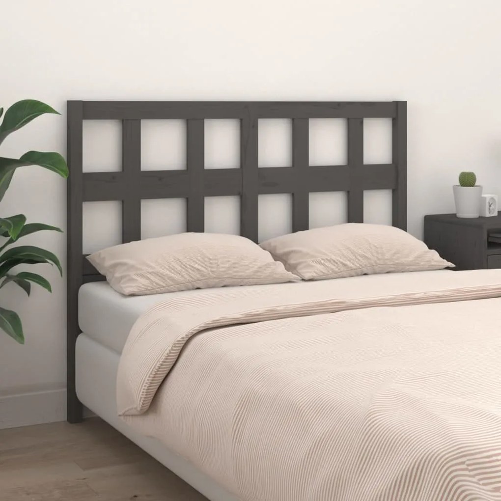 Testiera Per Letto Grigia 145,5x4x100 Cm Legno Massello Di Pino /