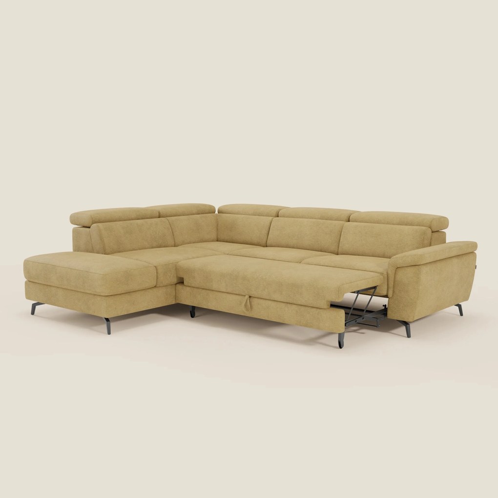 Estro Divano angolare estraibile - poggiatesta reclinabili in tessuto impermeabile T14 giallo