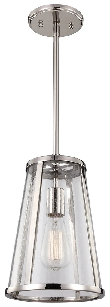 Sospensione Contemporanea Harrow Alluminio Nichel Lucido Vetro 1 Luce E27 D20Cm