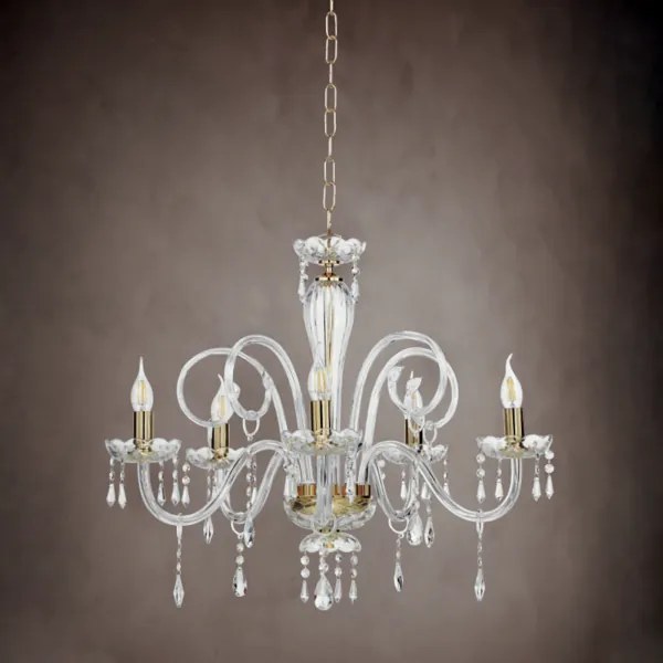 Lampadario a sospensione in cristallo D72 cm MARIATERESA liscio 5 luci