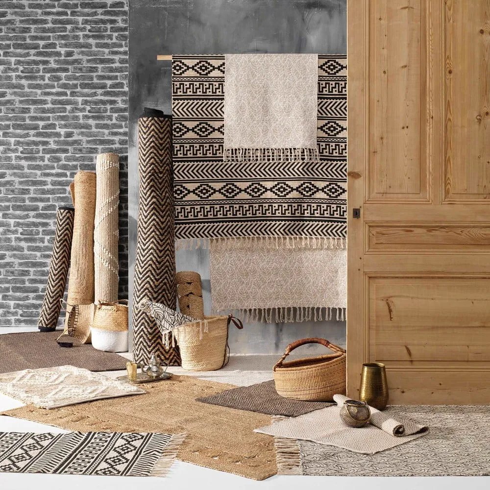 Tappeto nero/di colore naturale in misto iuta 120x170 cm Zigzag – douceur d'intérieur