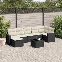 Set Divani da Giardino con Cuscini 8 pz Nero in Polyrattan 3219276