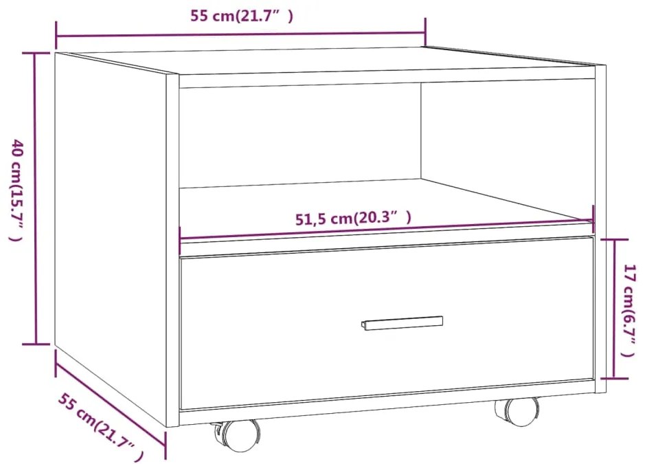 Tavolino da Salotto Rovere Fumo 55x55x40cm in Legno Multistrato