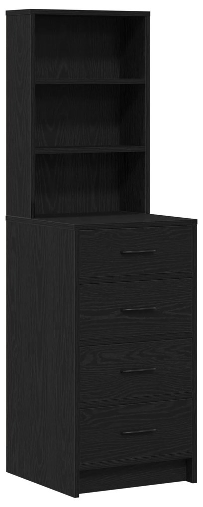 Set di 2 pezzi di tavolo da trucco con led in legno ingienierizzato nero