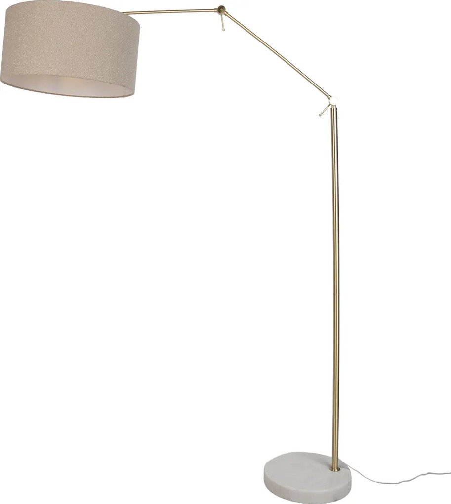 Lampada da terra oro regolabile con paralume in tessuto teddy beige 50cm - Editor