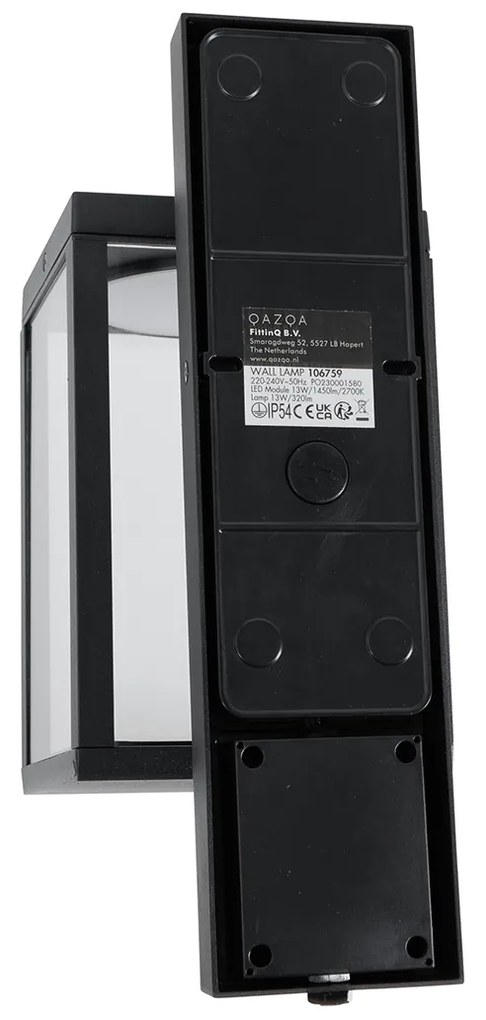 Lanterna da parete per esterni nera con LED IP54 - Ferdinand