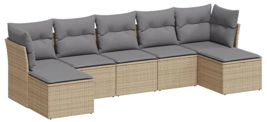 Set divani da giardino 7 pz con cuscini beige in polyrattan