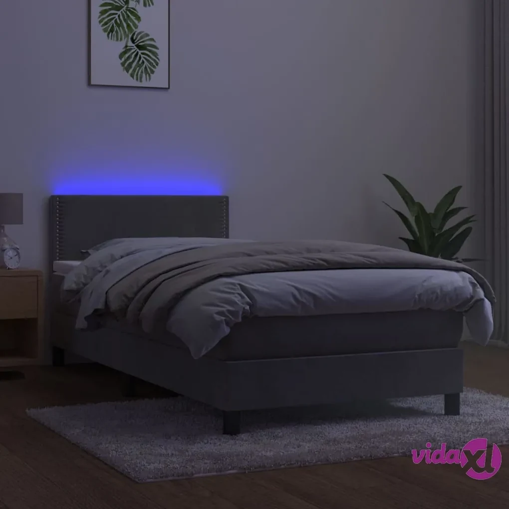 Letto a Molle con Materasso e LED Nero 80x200 cm in Tessuto