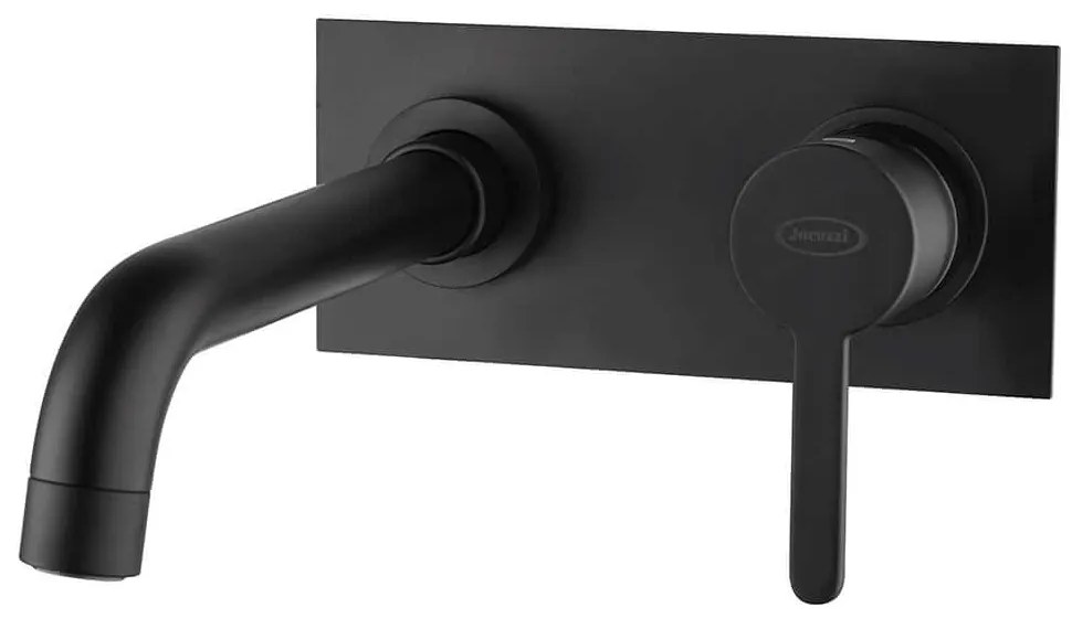 Miscelatore nero opaco lavabo a muro con piastra Jacuzzi | rubinetteria Sunset