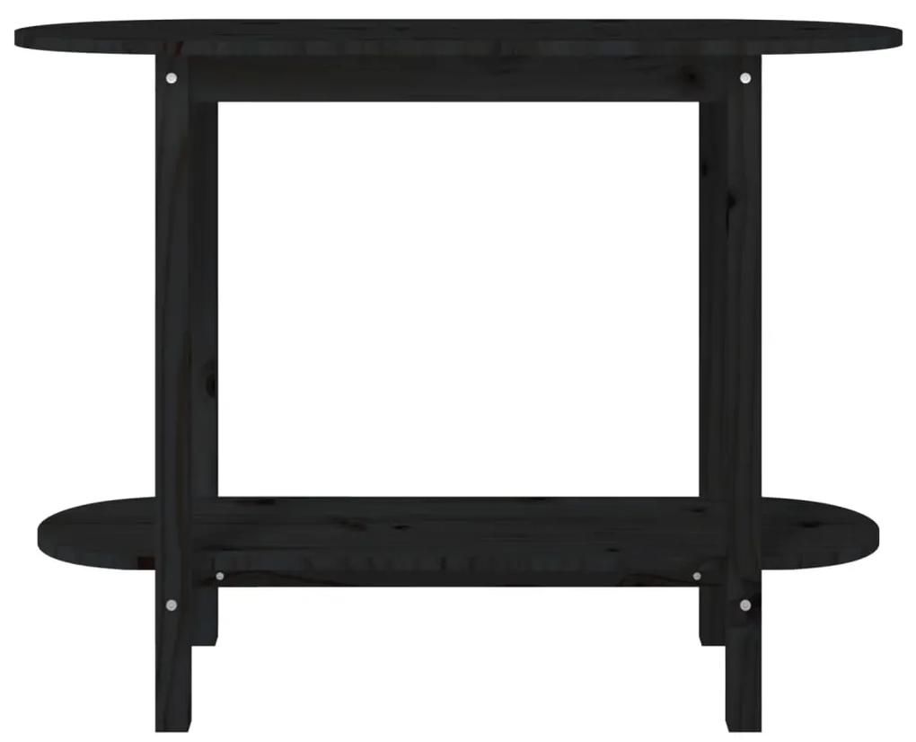 Tavolo consolle nero 110x40x80 cm in legno massello di pino