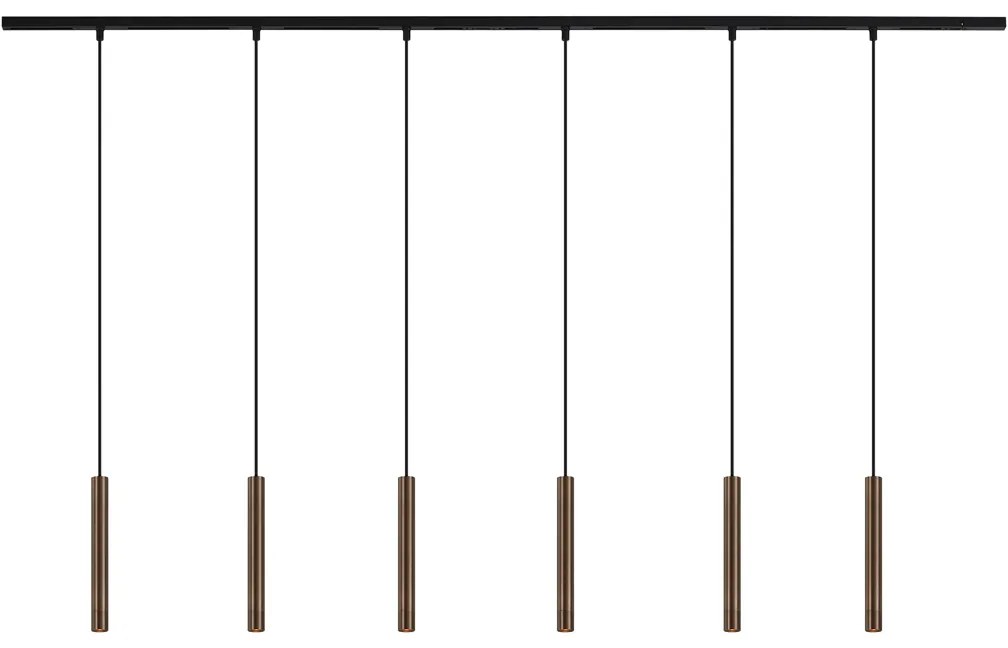 Sistema di illuminazione su binario moderno con 6 luci a sospensione bronzo monofase - Slimline Keno