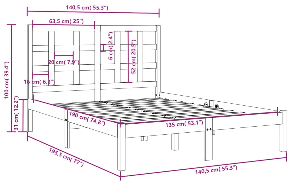 Giroletto in Legno Massello 135x190 cm Double