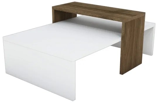 Tavolino GLOW 32x80 cm bianco/marrone