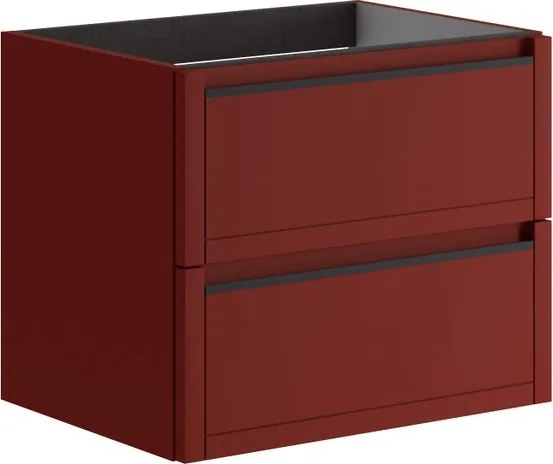 Mobile da bagno sospeso sotto lavabo L 59.5 x H 50 x P 45.5 cm rosso opaco, 2 cassetti TRATTO
