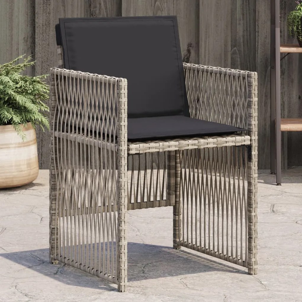 Sedie da giardino con cuscini 4 pz grigio chiaro in polyrattan