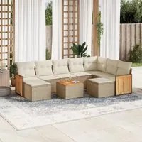 Set Divano da Giardino 10 pz con Cuscini Beige in Polyrattan 3228228