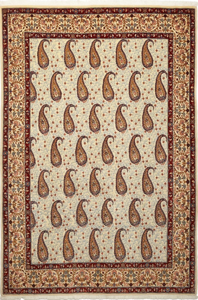 Isfahan Tappeto 200x140 Beige (Iran) Annodato A Mano