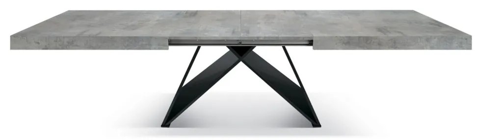 Tavolo VULCANO in legno, finitura grigio cemento con base in legno mdf antracite, allungabile 180×90 cm – 260×90 cm