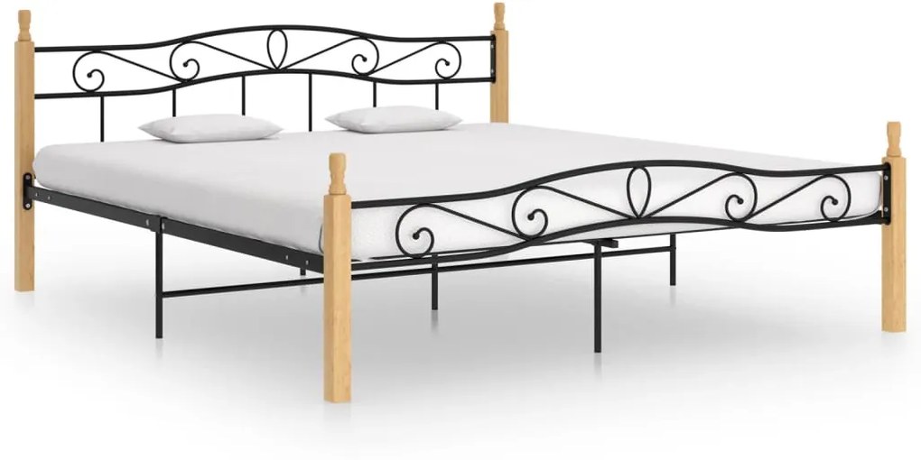 Giroletto Nero İn Metallo E Legno Massello Di Rovere 200x200 Cm /