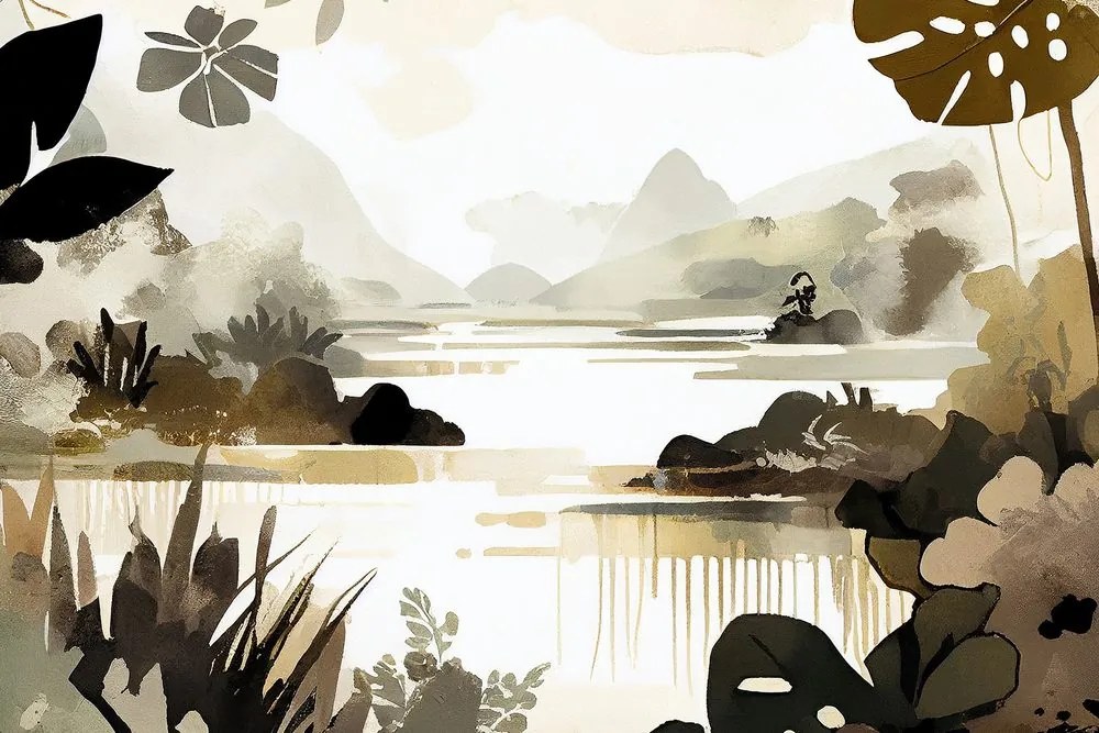 Quadro su tela – Lago nella giungla