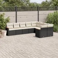 Set Divani da Giardino 9 pz con Cuscini Nero in Polyrattancod mxl 92787