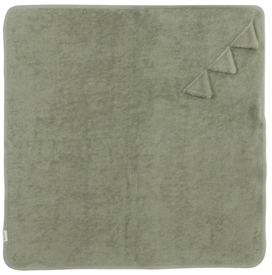 Asciugamano per neonato in cotone verde con cappuccio 75x75 cm Dinosaur - Kindsgut