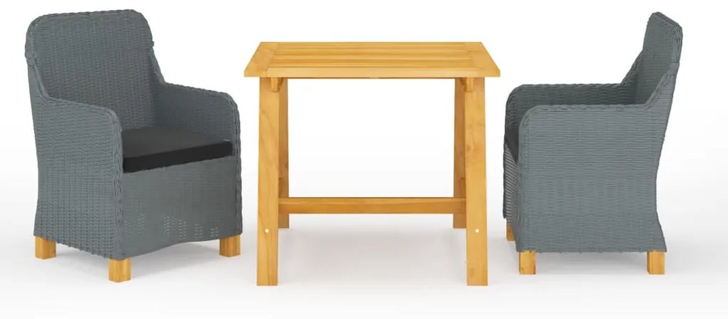Set Mobili Da Pranzo Per Giardino 3 Pz Grigio Chiaro /