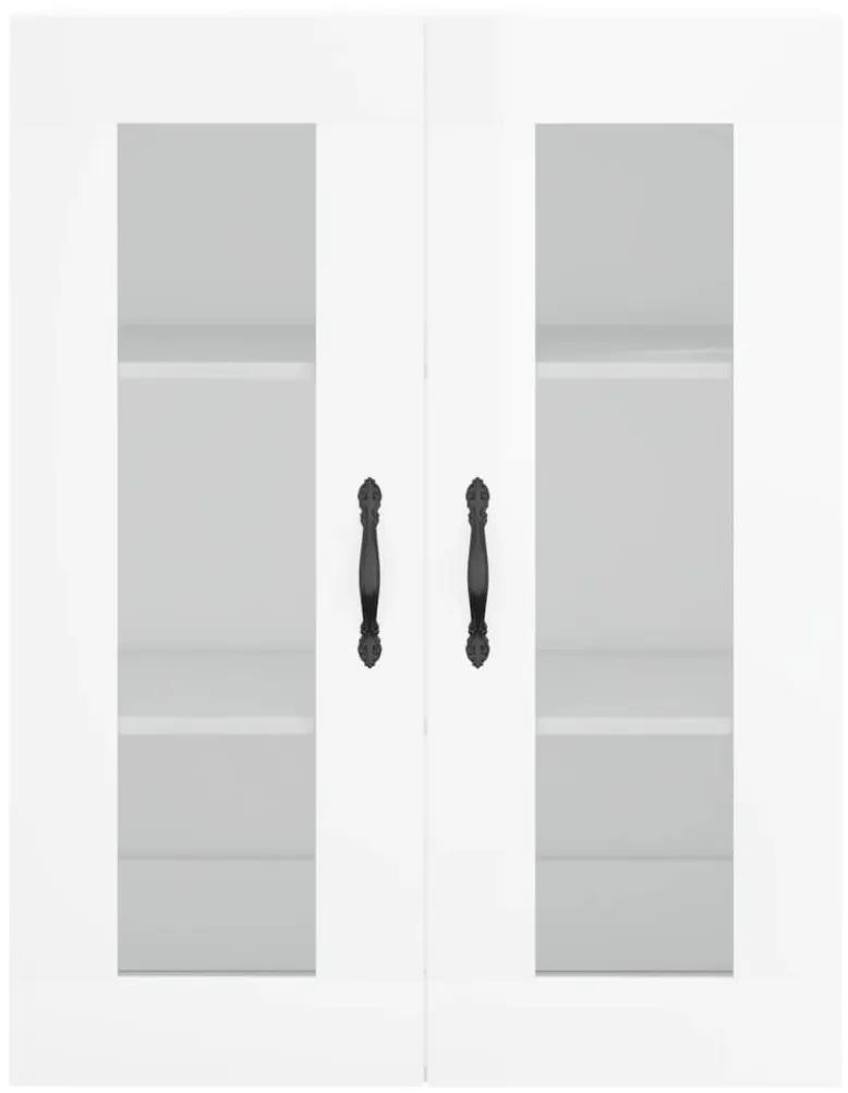 Credenza Bianco Lucido 69,5x34x180 cm in Legno Multistrato