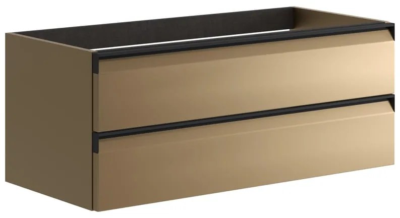 Mobile da bagno sospeso sotto lavabo L 99.5 x H 40 x P 45.5 cm giallo opaco, 2 cassetti Fusion