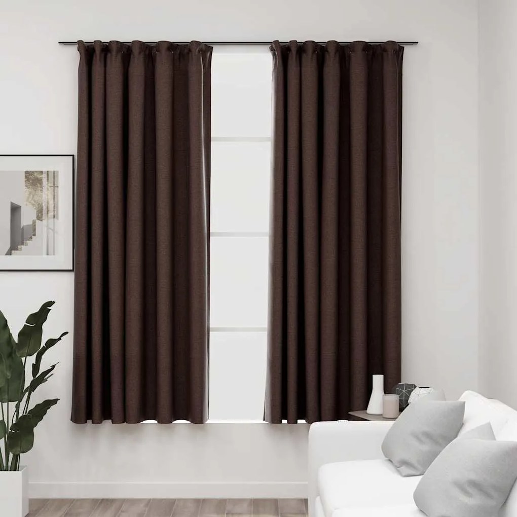 Tende Oscuranti Con Ganci Effetto Lino 2 Pz Talpa 140x175 Cm /
