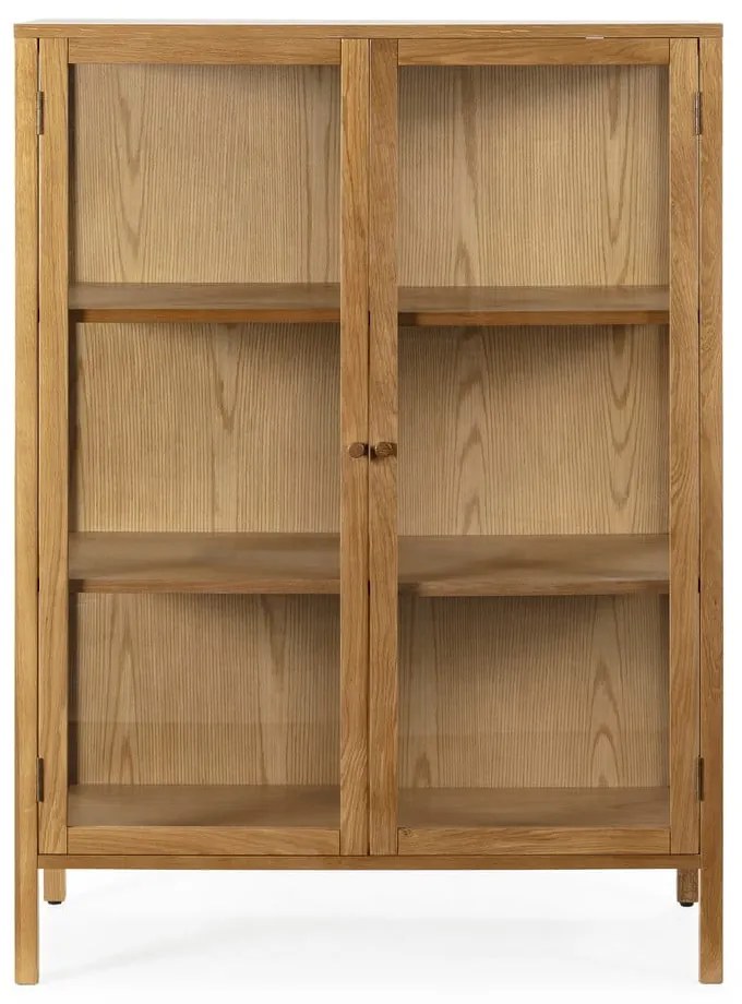 Vetrina di colore naturale con effetto rovere 90x126x40 cm Ceci – MOME