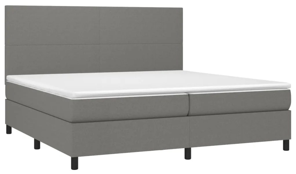 Letto a molle materasso e led grigio scuro 200x200cm in tessuto